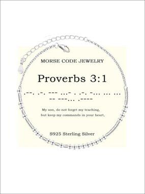 925 Sterling Silver Morse Code Bible Verse Bracelet Link Chain 6.5-8.47 in